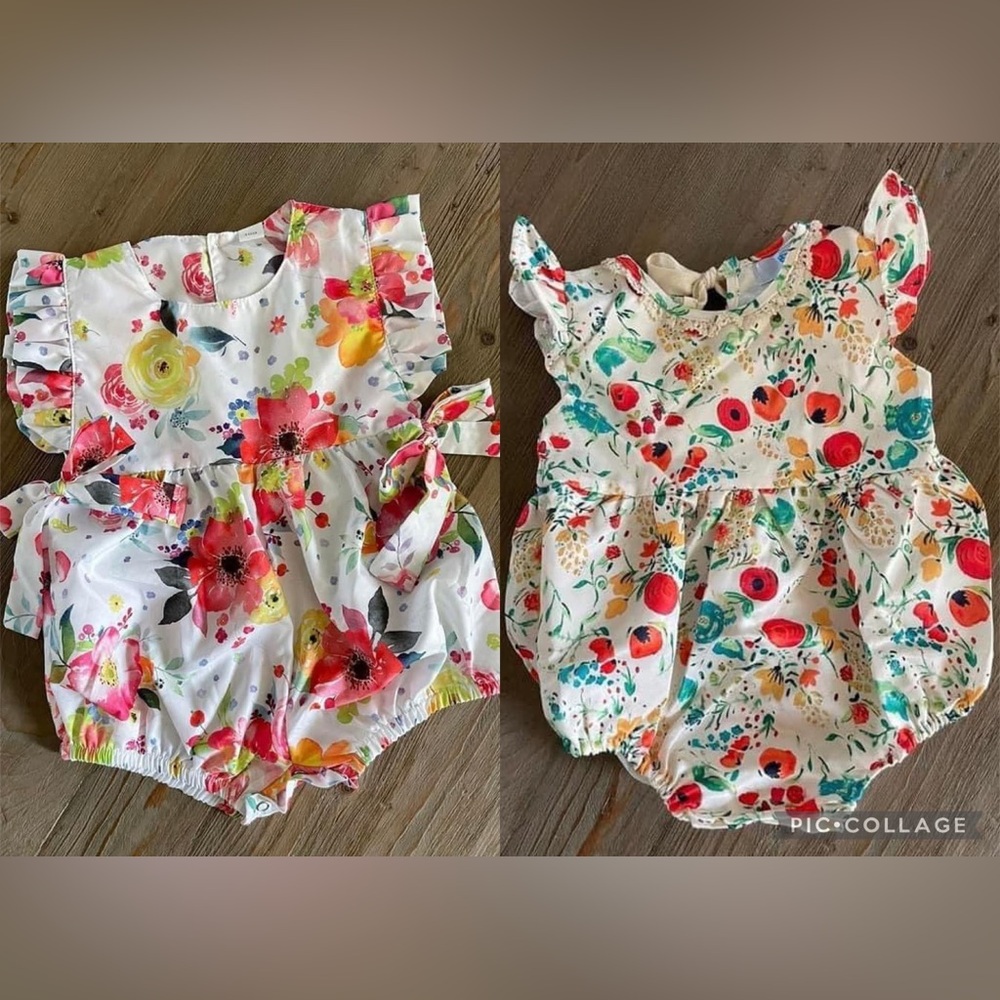 Baby girl floral bubble romper